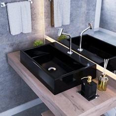 Kit Cuba Rt55 Com Torneira Pratika 1060 Metal e Válvula 1 Polegada e Sifão Cromado e Flexível Compace Preto