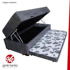 Cama Box Bau Conjugada Mola Solteiro Com Auxiliar Ortopedica Suede (110Kg -)