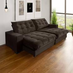 Sofá Califórnia Retrátil E Reclinável 3 Lugares 2,10m Com Molas Ensacadas E Pillow Marrom Marrom