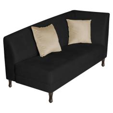 Recamier Heitor 185cm Com Almofada Lado Esquerdo Sintético Cor Preto-bege