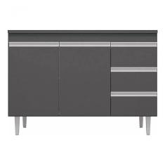 Balcão Gabinete De Pia Sem Tampo 100cm 2 Portas 3 Gavetas Andréia - Ajl Móveis Cor Cinza