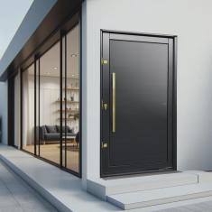 Porta Pivotante Lambril com Puxador Lado Esquerdo Elite 216x150cm Preto