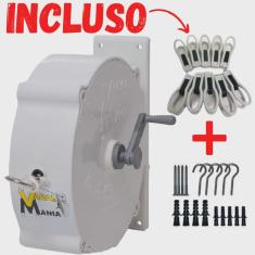 Varal Recolhível Retrátil de Parede Roupa 30mt Prático