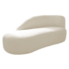 Divã Recamier Curvo Luna 160cm Lado Esquerdo Linho - Adj Decor Cor Bege