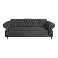 Sofá Chesterfield Elisabeth Suede Cinza Camurça - Novo Encanto