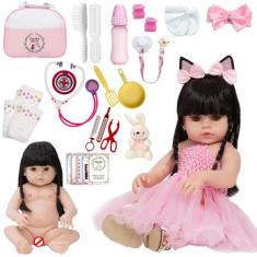 Boneca Reborn Recém Nascida Morena Bailarina Kit 24 Itens - Cegonha Re