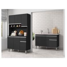 Balcão De Pia Tatiane 120 Cm E Armário Cozinha Kit Márcia Ambiente Pre