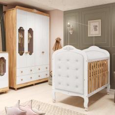 Quarto de Bebê com Guarda-roupa com Janelas e Berço com Capitonê Maya 