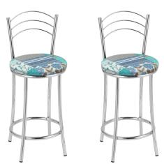 KIT 2 Banquetas Cromadas Bc26-c - D410 Cromada/Estampado