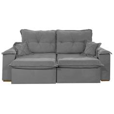 Sofá Atlanta 4 Lugares Retrátil e Reclinável 230cm Tecido Veludo União Cor Grafite