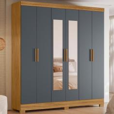 Guarda Roupa Casal 6 Portas 2 Gavetas com Espelho Valença