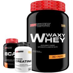KIT  Whey Protein Waxy Whey 2kg + BCAA 4,5 100g + Creatina 100g – Bodybuilders-Unissex