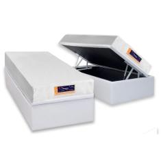 Conjunto Box Baú Solteiro: Colchão Espuma Castor Vitagel Visco Gel + Base CRC Courano White(88x188)