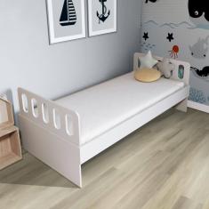 Cama Solteiro Mdf Bp Branco Com Cabeceira Megamobilia