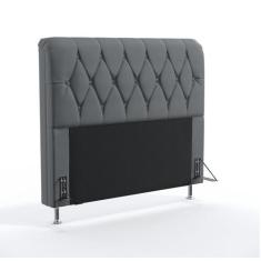 Cabeceira Estofada Sirius 195 Para Cama King Sued Cinza Aradecor
