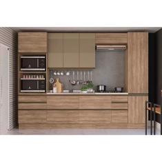 Cozinha Completa Maxxi 7 Peças (2Aéreos+2Balcões+2Paneleiros+1Complemento) s/Pia C7P08 Nogal - Kappesberg