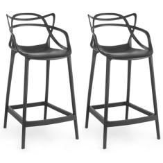 Kit 2 Banquetas Média Allegra 66cm Design Cozinha/bancada - Preto