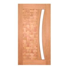 Porta de Madeira Couro Trançado Arco p/Vidro Maciça Cedro Arana Casmav