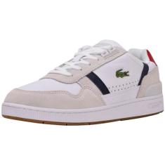 Lacoste Tênis masculino, Branco/azul marinho/vermelho, 41