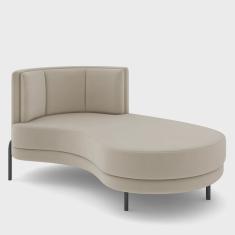Sofá Chaise Longue Sala de Estar Living Lucca Direito D02 Veludo Bege C-309 - Lyam Decor