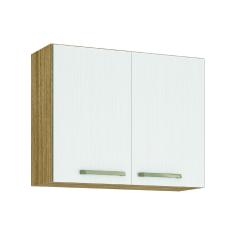 Armário De Cozinha e Lavanderia Aéreo 2 Portas 0,80m Módulo Suspenso Madeirado / Branco Ametista Kit's Paraná