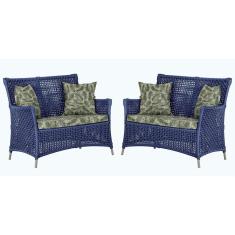 2 Sofás área Externa Igapó Alumínio Fendi Corda Náutica E5 Azul