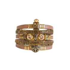 Pulseira Couro Armazem Rr Bijoux Coração Perfume Nude