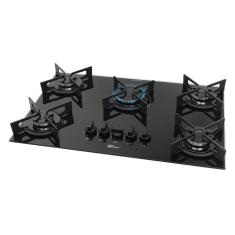Cooktop a Gás 5 Bocas Fischer Fit Line Trempe Iron Preto