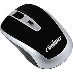 Bright, Mouse Sem Fio USB Na Cor Prata, Design Moderno Ergonômico, Resolução Ajustável De Até 1600 DPI, Distância De Até 10 Metros, Frequência De 2,4GHz, Compatível Com Windows 7 8 E 10