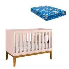 Berço Americano New Classic Rosa com Pés Madeira e Colchão - Reller