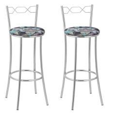 Kit 2 Banquetas Cromadas Bc51-a E507 Cromado/Preto