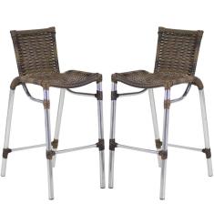 Kit 2 Banquetas Alumínio Fortaleza Alta Para Balcão Cozinha Bar Trama