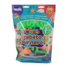 Massinha de modelar com moldes do alfabeto, números e sinais | 66 peças | 600g