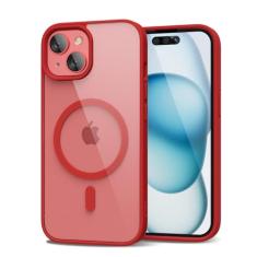 oakxco Capa magnética transparente para iPhone 15, compatível com Magsafe, fina, fina, transparente, não amarela, amortecedor de silicone macio híbrido e capa protetora de plástico rígido para