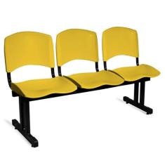 Longarina Plástica Iso 3 Lugares - Ideaflex,  AMARELA