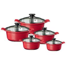 Jogo de panelas usinadas aluminio fundido e tampa de vidro javali prem