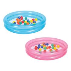 Piscina de Bolinhas Inflável Infantil 25 bolas 120 Litros Jilong, Rosa
