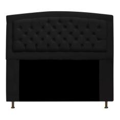 Cabeceira Estofada Geovana 195 cm King Size Com Capitonê Suede Preto -