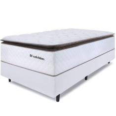 Cama Box com Colchão Solteirão Molas Ensacadas Alto 97x203cm Premium Sleep Branco bf Colchões