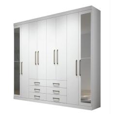 Guarda Roupa Casal Havana Master 8.6 8 Portas 6 Gavetas com Espelho - Santos Andirá Branco