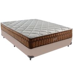 Cama Box Bege e Colchão Anjos Star Pillow In  Casal Anjos