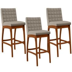 Kit 03 Banquetas Altas Para Cozinha B04 Bege