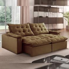 Sofá Retrátil E Reclinável 240cm Alaska Veludo/marrom