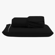 Jogo De Lençol Peletizado 400 Fios Solteiro 2 Peças Casa - Hotel - Pousada Barato - Preto