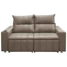 Sofá 2 Lugares Reclinável Madri Suede Shop Das Cabeceiras Bege
