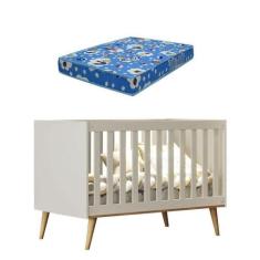 Berço Americano Ludmila Off White Bétula Com Colchão Ortobom - Carolin