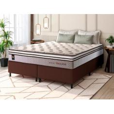 Conjunto Cama Box c/ Molas Ensacadas Liverpool Bege Queen 158x198x73 -