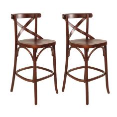 Kit 2 Banquetas Alta com Encosto Vittória X 104 Cm Madeira Maciça Pinhão CCS