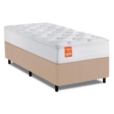 Cama Box Colchão Solteiro Molas Ensacadas Real 88x188x65cm Branco/Bege Inducol - Suporta até 130kg por Pessoa