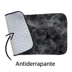 Tapete Passadeira Quarto Sala Felpudo  45X90 - Yang, PRETO